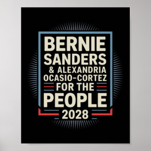 Póster Bernie Sanders Y Aoc 2028 Para La Campaña Presiden
