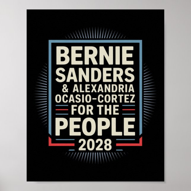 Póster Bernie Sanders Y Aoc 2028 Para La Campaña Presiden (Frente)