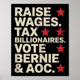 Póster Bernie Sanders Y Aoc 2028 Para La Campaña Presiden
