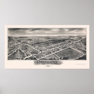 Póster Bernville, mapa panorámico del PA - 1898