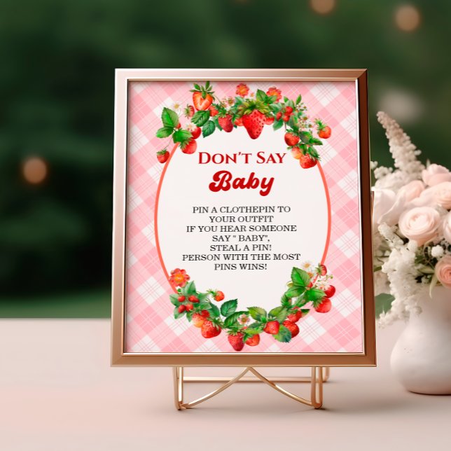 Póster Berry Cute Pink Gingham No Dice Juego Del Bebé (Subido por el creador)