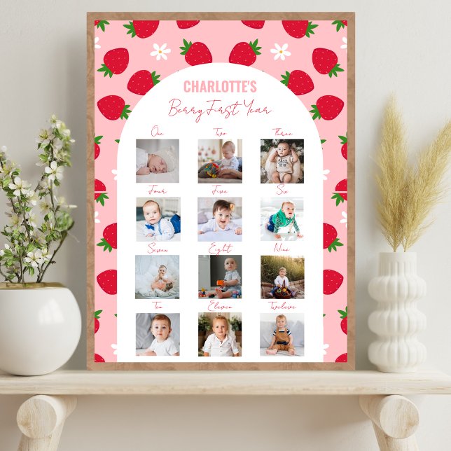 Póster Berry First Birthday Photo Milestone Sweet One (Subido por el creador)