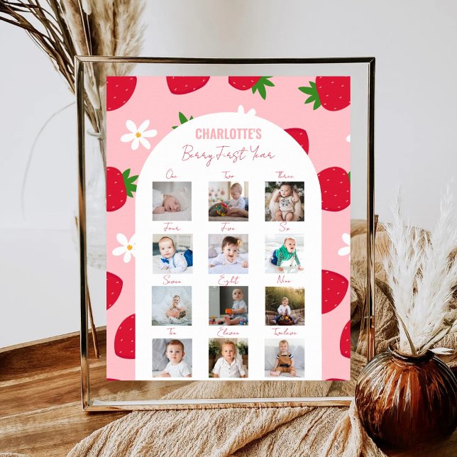 Póster Berry First Birthday Photo Milestone Sweet One (Subido por el creador)