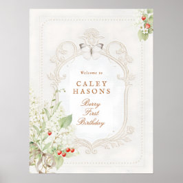 Póster Berry First Birthday Rococo Welcome Sign