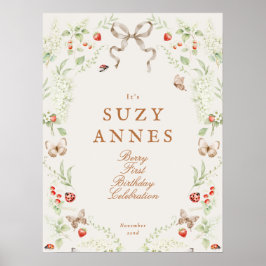 Póster Berry First Birthday Welcome Sign