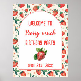 Póster Berry First Strawberry Chica primer Fiesta de cump