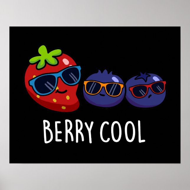 Póster Berry Guay Funny Strawberry Blueberry Pun Dark BG (Frente)