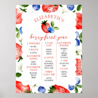 Póster Berry Sweet 1st Birthday Milestone Poster
