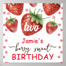 Póster Berry Sweet 20 Birthday Watercolor