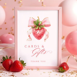 Póster Berry Sweet Baby Shower Cards & Gifts Table Rótulo