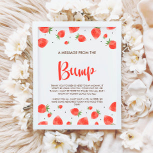 Póster Berry Sweet Baby Shower Mensaje Del Rótulo Bump