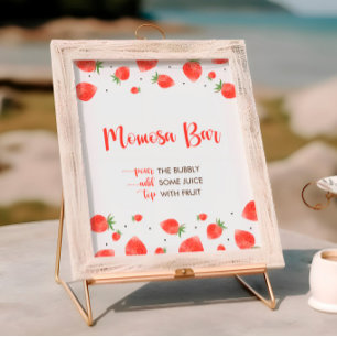 Póster Berry Sweet Baby Shower, Rótulo Momosa Bar