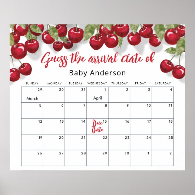 Póster Berry Sweet Cherry adivina el Poster de la fecha d (Frente)