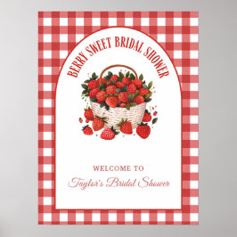 Póster Berry Sweet Picnic Strawberry Bridal Shower