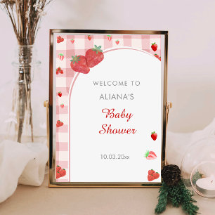 Póster Berry Sweet Pink ChecekPattern Baby Shower