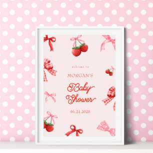Póster Berry Sweet Pink Coquette Baby Shower