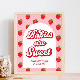 Póster Berry Sweet Strawberry Baby Shower Favor