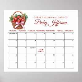 Póster Berry Sweet Strawberry Guess Due Date Calendar