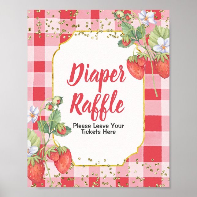 Póster Berry Sweet watercolor Diaper Raffle Poster (Frente)