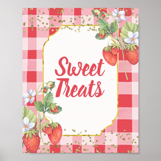 Póster Berry Sweet Watercolor Fresa Trajes dulces (Frente)
