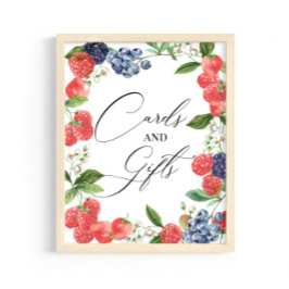 Póster Berry Sweet Watercolor Tarjetas Baby Shower y Rega