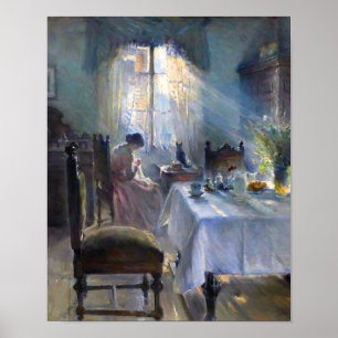 Póster Bertha Wegmann - Mujer cosiendo en un interior