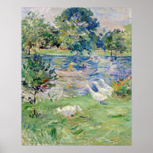 Póster Berthe Morisot - Chica en un bote con Geese