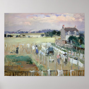 Póster Berthe Morisot - Colgando la lavandería para secar