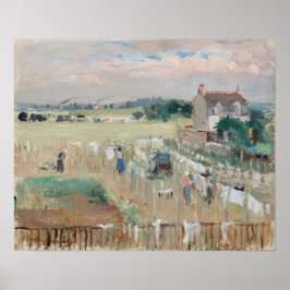 Póster Berthe Morisot - Colgando la lavandería para secar