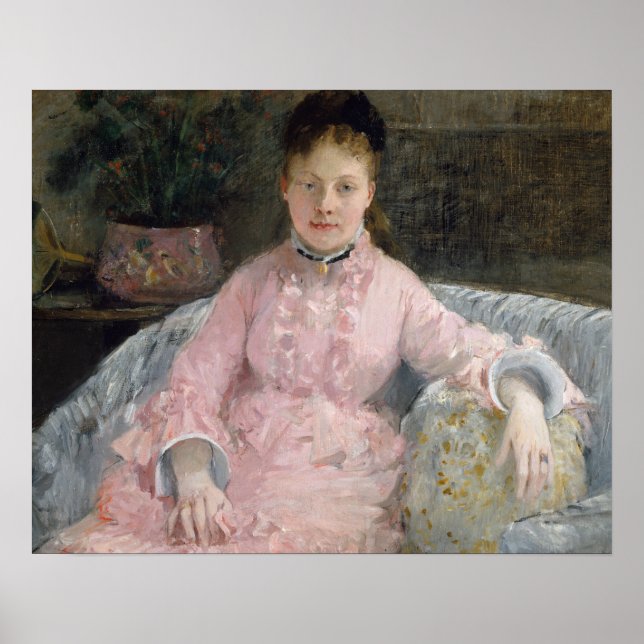 Póster Berthe Morisot - El vestido rosa (Frente)