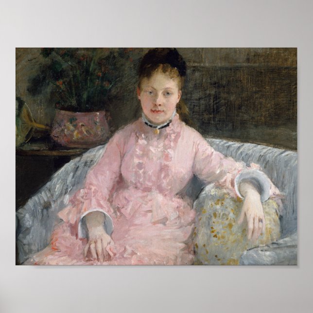 Póster Berthe Morisot - El vestido rosa (Frente)