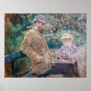 Póster Berthe Morisot - Eugene Manet con su hija