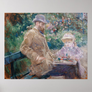 Póster Berthe Morisot - Eugene Manet con su hija