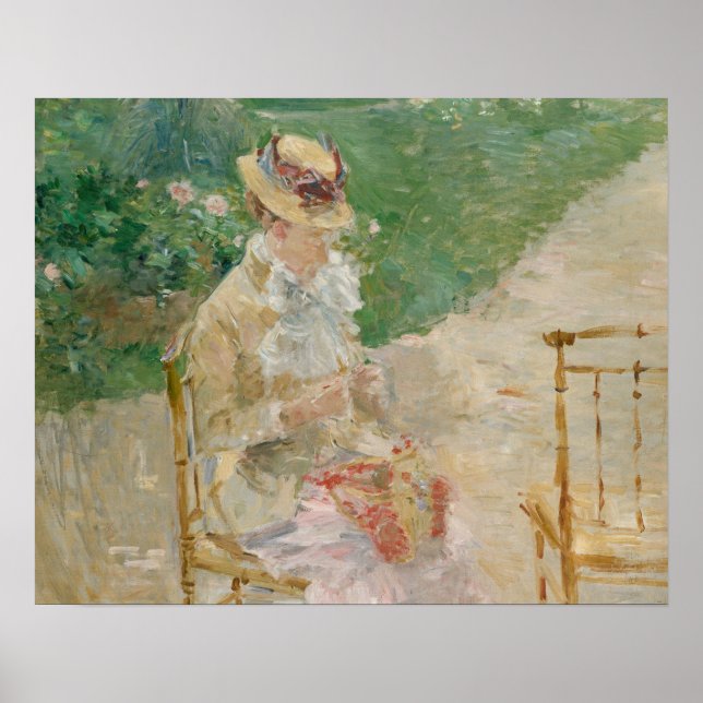 Póster Berthe Morisot - Joven mujer de punto (Frente)