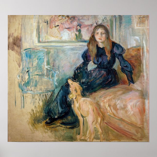 Póster Berthe Morisot - Julie y su Greyhound Laerte (Frente)