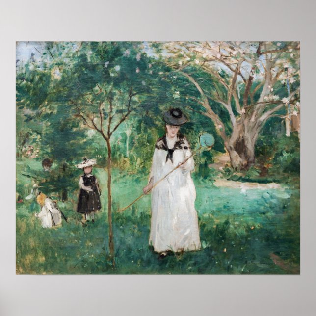 Póster Berthe Morisot - La caza de mariposas (Frente)