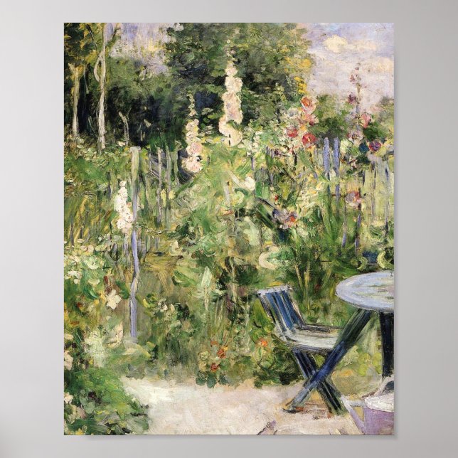 Póster Berthe Morisot - Rosas Tremieres Hollyhocks 1884 (Frente)