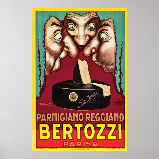 Póster Bertozzi Parma Italian Cheese Parmigiano Vintage (Frente)