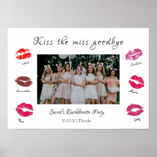 Póster besa a la señorita adiós fiesta de soltera labios