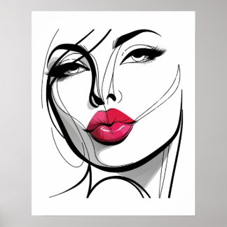 Póster Besa a mi Chica de los labios - Line Art