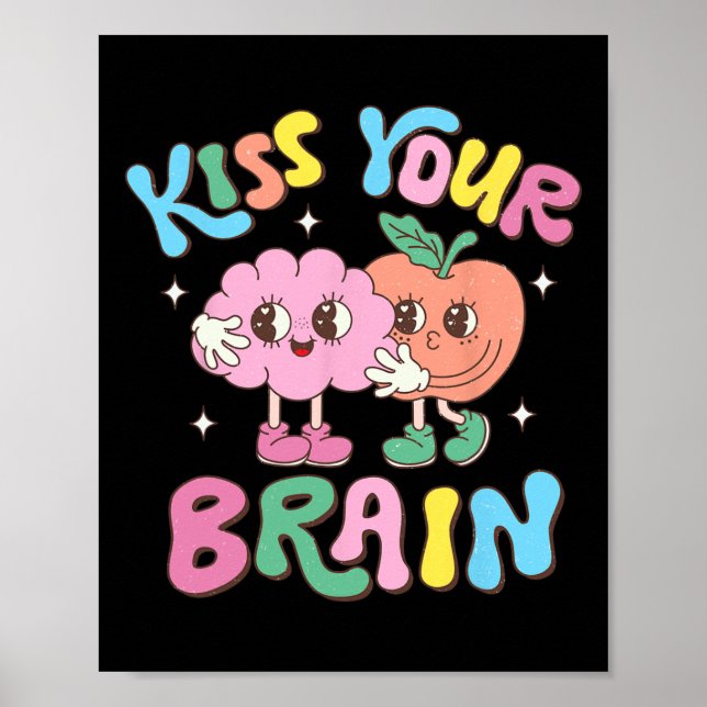 Póster Besa tu cerebro Valentín Día de prueba de profesor (Frente)