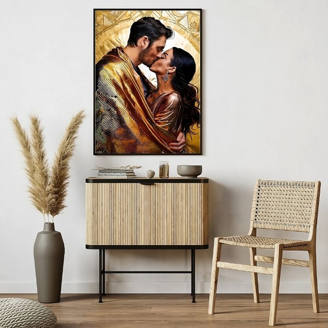 Póster Besada apasionada pareja en el diseño de oro ❤️ (Subido por el creador)