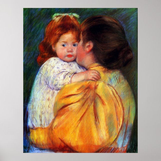 Póster Besada materna 1896 por Mary Stevenson Cassatt (Frente)
