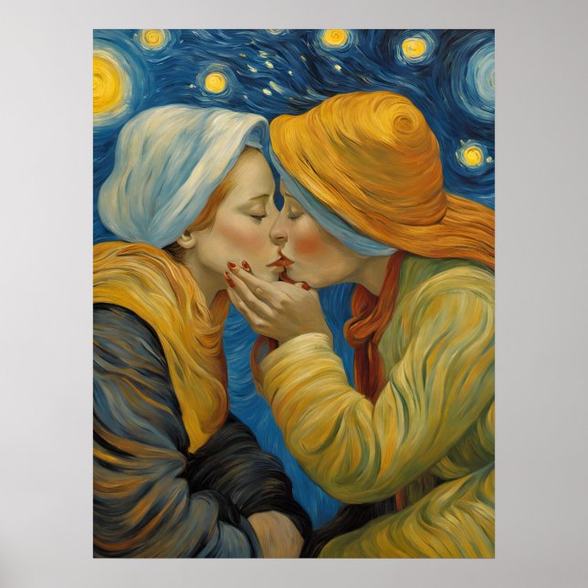 Póster Besadas de mujeres enamoradas (Frente)