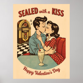 Póster Besado con un Sello Retro Jukebox de los 50 