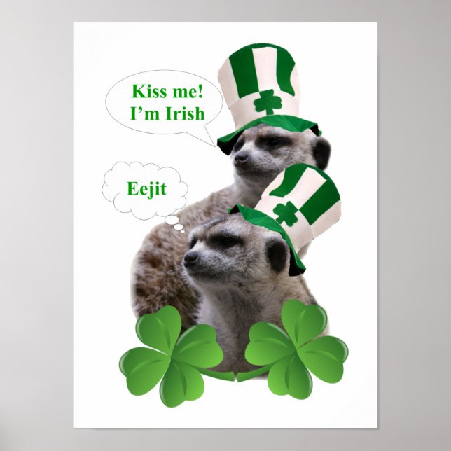 Póster Bésame. Soy un diseño irlandés de meerkat. (Frente)