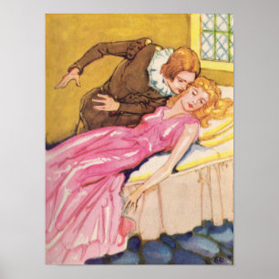 Póster Besamiento encantador en Prince Belleza durmiente