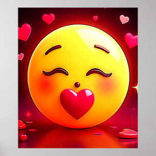 Póster Besando Emoji de corazones onando