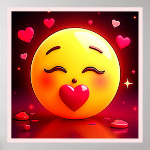 Póster Besando Emoji de corazones onando