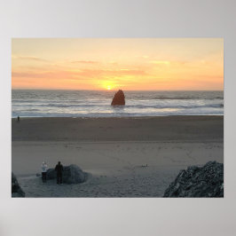 Póster Besando rock en Gold Beach Oregon al atardecer